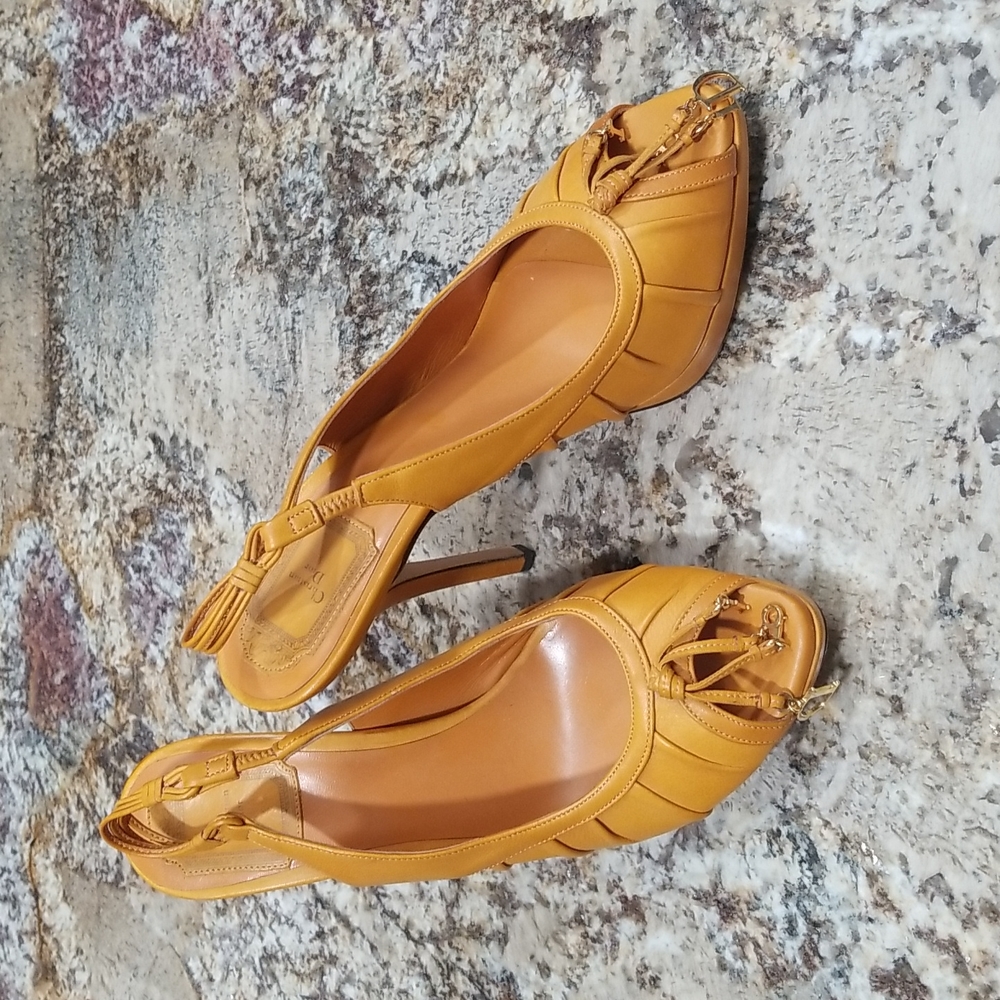 Christian Dior Saddle color Peeptoe Slingback Heels,Excellent Condition